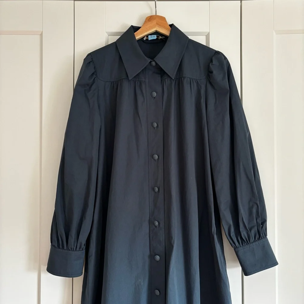 Tory Burch Blue Cotton Artist Dress 8 - Picture 5 of 9